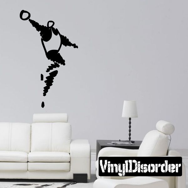 Volleyball wall decal vinyl sticker of a black volleyball player silhouette