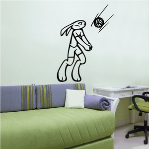 Cartoon volleyball player wall decal with ball and motion lines