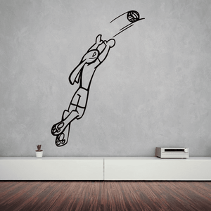 Volleyball wall decal of a player passing a volleyball, black outline on vinyl