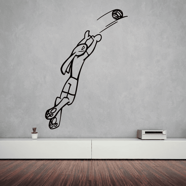 Volleyball wall decal of a player passing a volleyball, black outline on vinyl