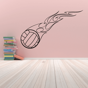 Volleyball wall decal vinyl graphic with swirling flame outline