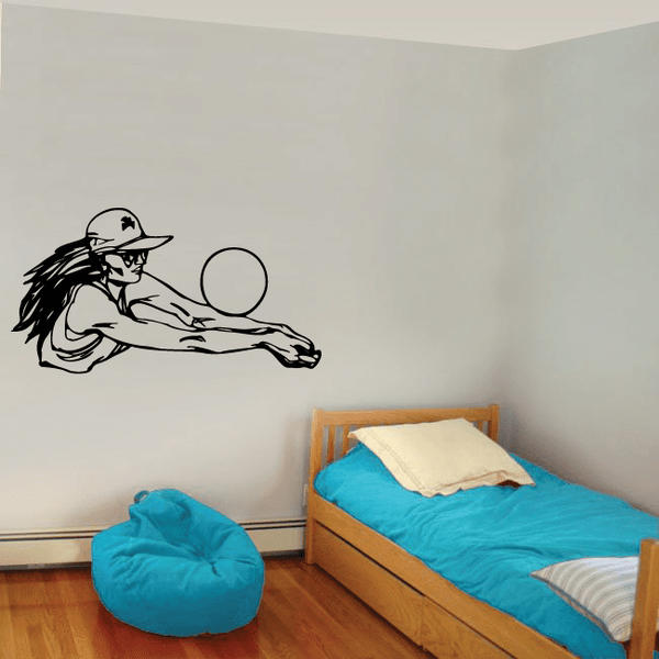 Volleyball wall decal showing a player reaching with a ball