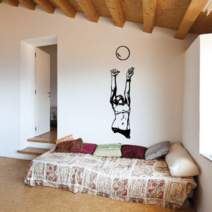 Volleyball player wall decal vinyl silhouette with arms overhead
