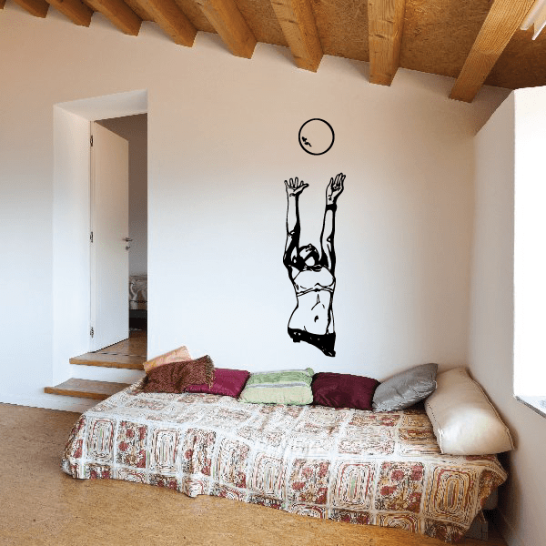 Volleyball player wall decal vinyl silhouette with arms overhead