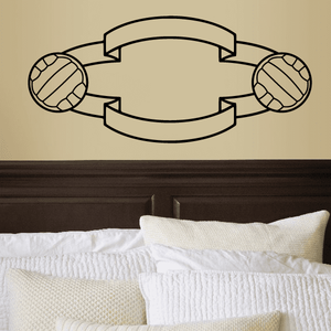 Volleyball wall decal vinyl sticker with two volleyballs and central oval