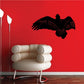 Black vulture flapping wings wall decal with detailed silhouette