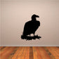 Vulture on nest wall decal, black bird silhouette