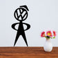 Family man car decal with VW emblem, black silhouette, stick-figure style