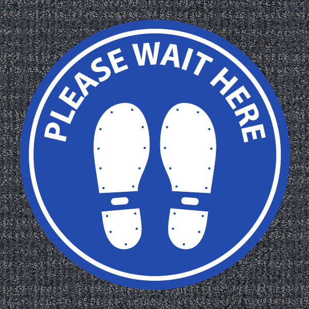 12" Blue Please Wait Here Non-Slip Flooring Sticker - Multi-Pack