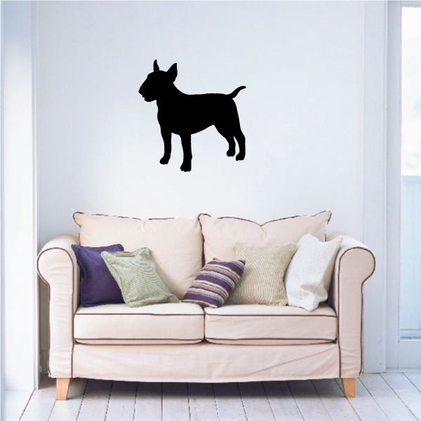 Bull terrier silhouette wall decal in black