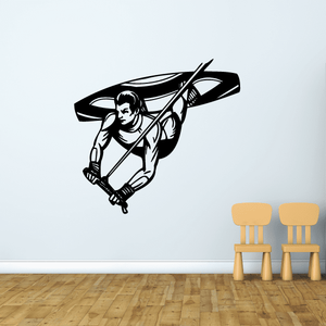 Wakeboarder big air decal: black-and-white wakeboard rider soaring with stylized board