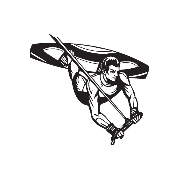 Black wakeboarding batwing decal with kneeling rider and surfboard-style silhouette