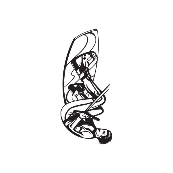 Wakeboarding Dum Dum decal: black-and-white cartoon wakeboard rider holding handle