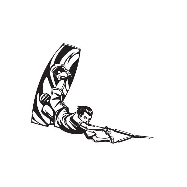 Wakeboarding decal with black-and-white heelside 360 rider graphic