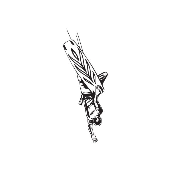 Wakeboarding rider decal, black-and-white outline of skater doing trick