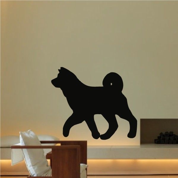 Black walking Akita dog silhouette vinyl decal