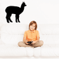 Black walking alpaca vinyl decal silhouette standing upright