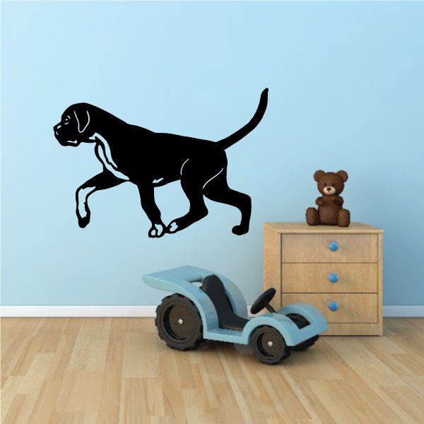 Black walking boxer dog decal silhouette