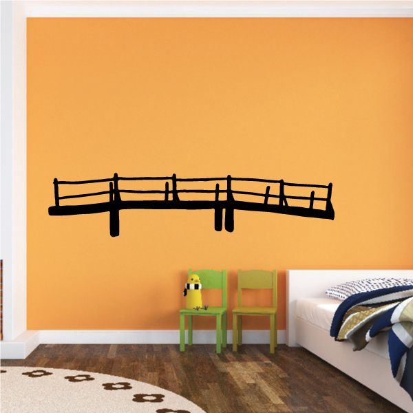 Walking bridge wall decal with black arched bridge beam design