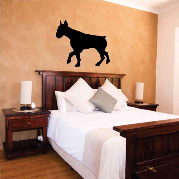 Black walking bull terrier silhouette decal on wall