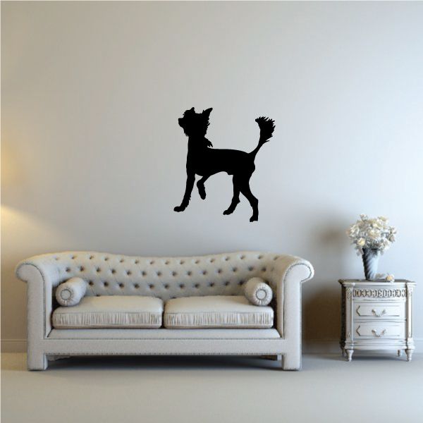 Walking Chinese Crested dog silhouette vinyl decal