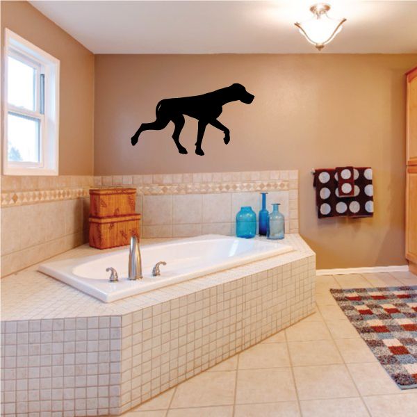 Great Dane wall decal silhouette, black dog standing and reaching forward