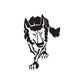 Black stylized wolf decal with walking posture and raised head