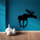 Black walking moose silhouette decal on wall