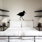 Walking shore bird wall decal, black silhouette on wall