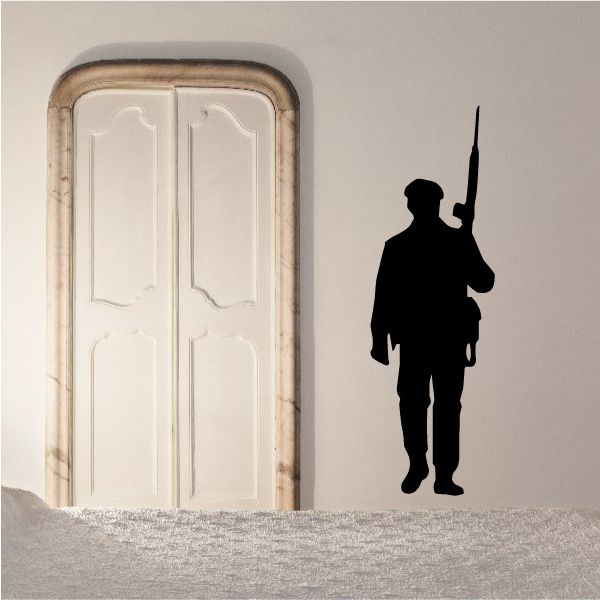 Soldier guard silhouette decal, standing with rifle raised