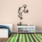 Walking up frog wall decal, cartoon frog in black outline