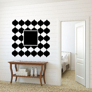 Black geometric wall decal with diamond border and central square