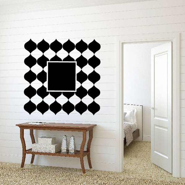 Black geometric wall decal with diamond border and central square