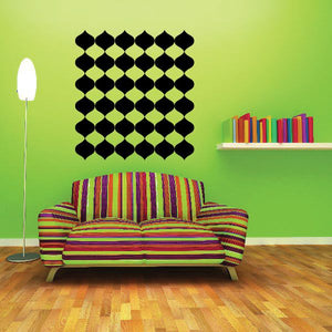 Vinyl wall decal featuring a grid of black diamond and teardrop shapes