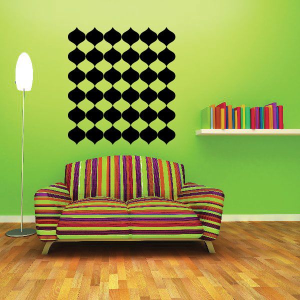 Vinyl wall decal featuring a grid of black diamond and teardrop shapes