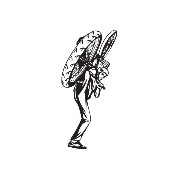 BMX rider wall decal, black line-art figure leaning forward with bike handlebars