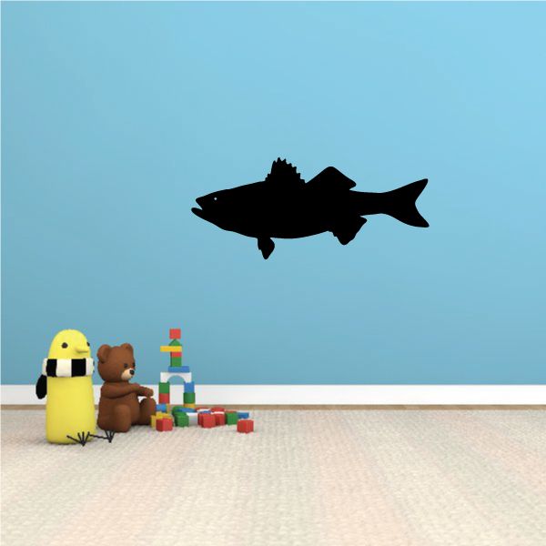 Walleye fish striding vinyl decal with a black fish silhouette