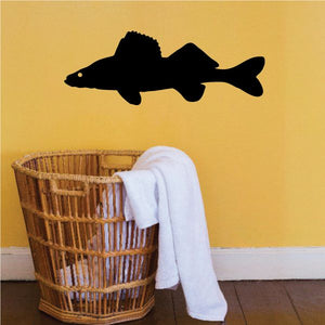 Walleye trout fish decal with dark fish silhouette.