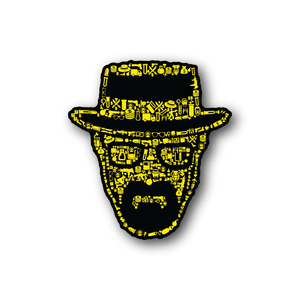 Vinyl sticker with yellow collage face graphic