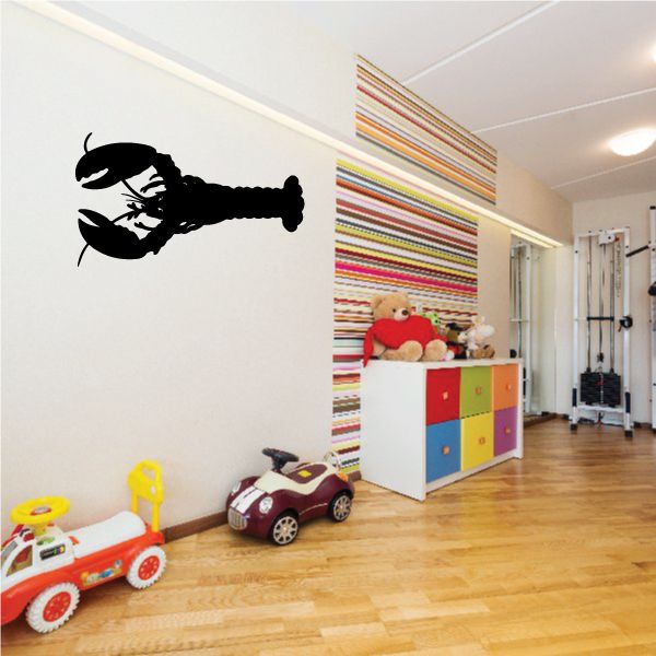 Black lobster wall decal silhouette in lounging pose
