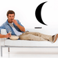 Black waning crescent moon wall decal sticker, bold curved shape