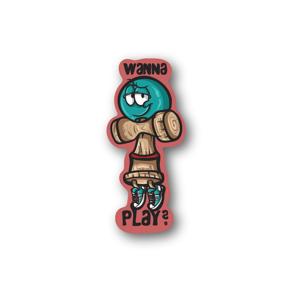 Die-cut vinyl sticker with cartoon character holding a bat and ball