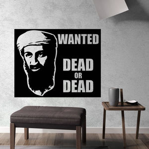Wanted decal: black portrait with text 'WANTED DEAD OR DEAD'.