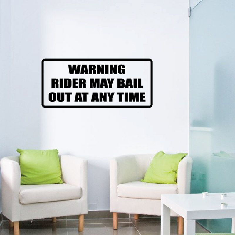 Image of Warning rider may bail out of any time Decal