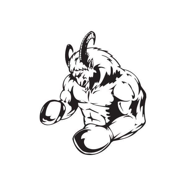 Boxer warrior decal of a roaring muscular dog with raised fist, black and white