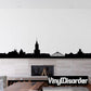 Warsaw skyline wall decal with iconic buildings in black silhouette