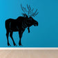 Moose wall decal in black with blue antlers and stylized design