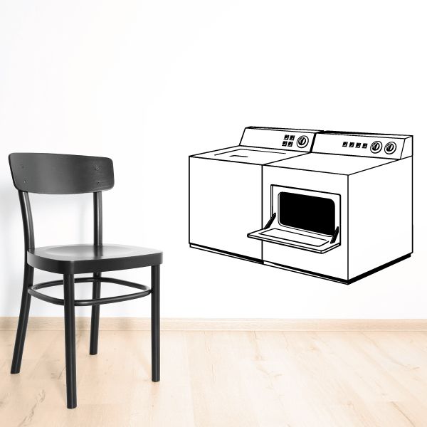 Washer and dryer wall decal with white appliance illustration.