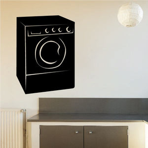 Washing machine decal with black cabinet design and white circular door icon