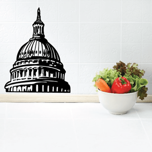 Washington Capitol Building wall decal with black outline dome and arches